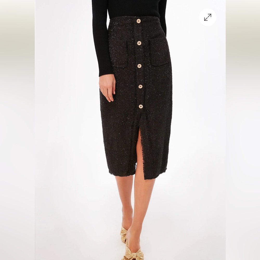 Tuckernuck Pomander Place Black Tweed Laurelle Midi Skirt size medium